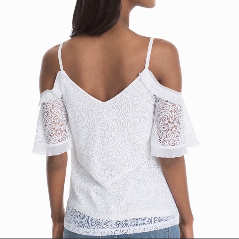 WHBM Cold Shoulder Lace Top - Size XS - Picture 2 of 6